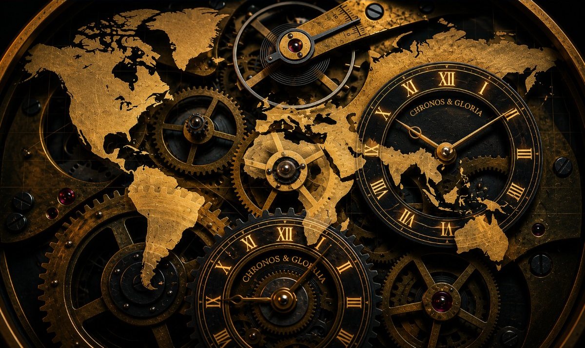 World map made of gears