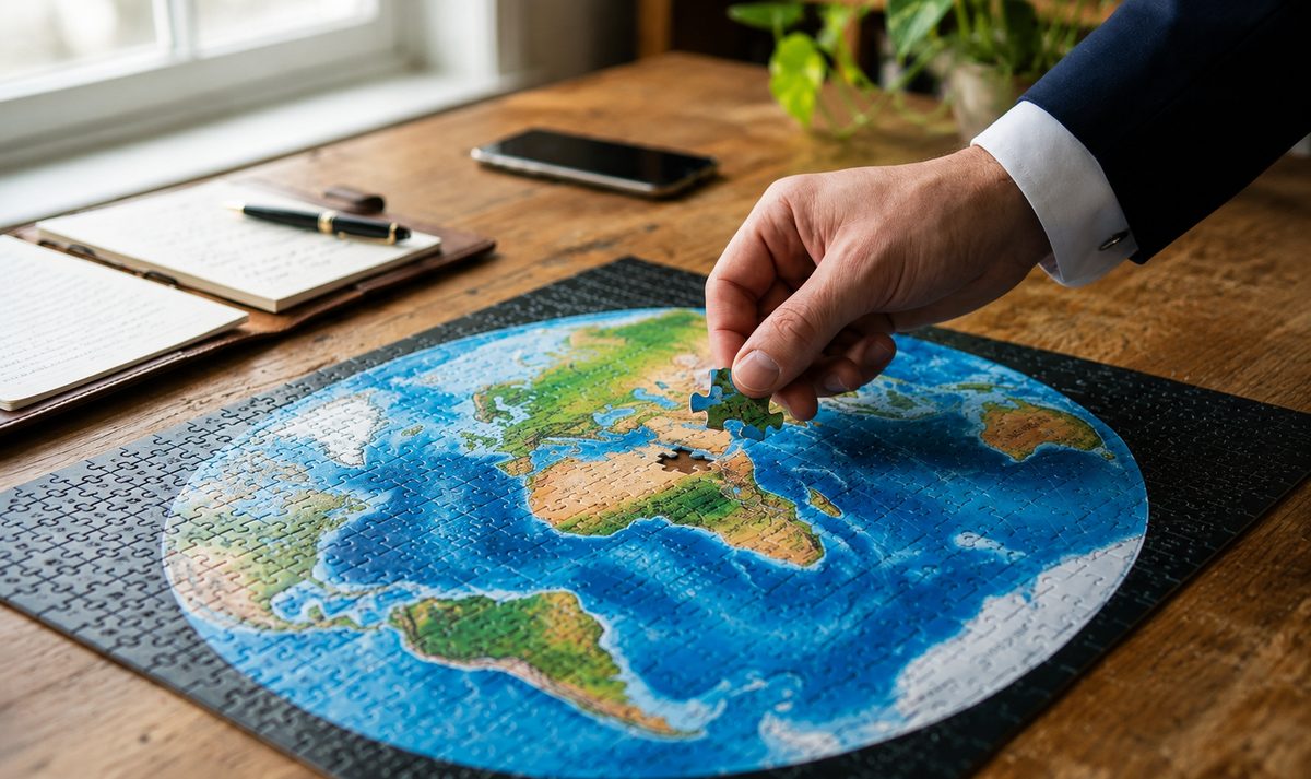 Completing a globe puzzle
